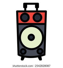 Icono de altavoz de música. Diseño de Vector de ilustración de dibujos animados de Vector de altavoz de música para animación. Aislado en un fondo azul