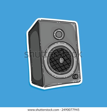 Music speaker icon. Cartoon illustration vector design of music speaker vector for animation. Isolated in a blue background