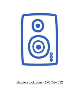 Music speaker icon isolated on white, music, stereo. Vector linear illustration in the doodle style.
