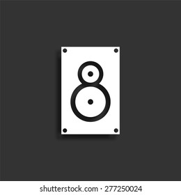 Music speaker icon with shadow - vector illustration