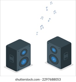 Music speaker icon. Sound speaker app icon, audio music system or player, vector loudspeaker. Acoustic sound speaker or stereo subwoofer and DJ boombox radio amplifier application