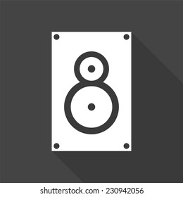 music speaker icon - vector illustration with long shadow isolated on gray 