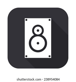 music speaker icon - vector illustration with long shadow isolated on gray
