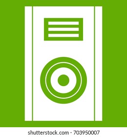 Music speaker icon white isolated on green background. Vector illustration