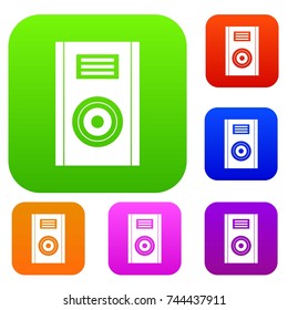 Music speaker set icon color in flat style isolated on white. Collection sings vector illustration