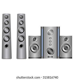 music speaker system on white background