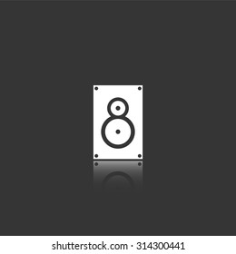 music speaker vector icon with mirror reflection