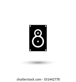Music speaker vector icon with round  shadow