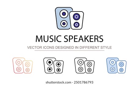 Diseño de icono de altavoces de música con fondo blanco