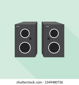 Music speakers icon. Flat illustration of music speakers vector icon for web design