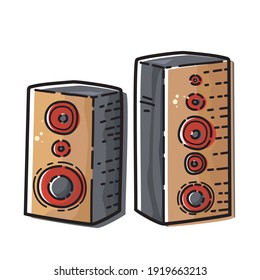 Music speakers isolated on white background. Vector illustration of party decorations.