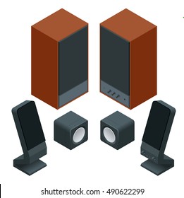 Music speakers isolated on white background 