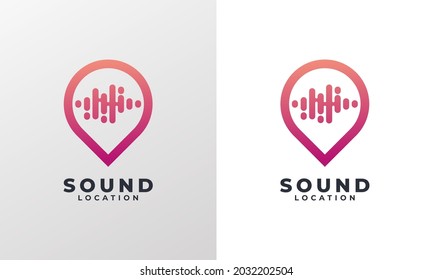 Music Spot Logo, Pin Sound Wave and Pin Map Icon Logo Design Template Element