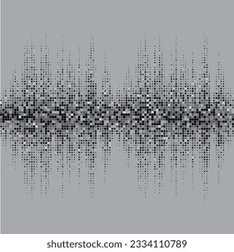 Fondo de forma de onda cuadrada musical. Ola de sonido vectorial de medio tono en blanco y negro. Usada para sonido, música, pubs, radio, DJ, concierto. 

Formatos vectoriales. 