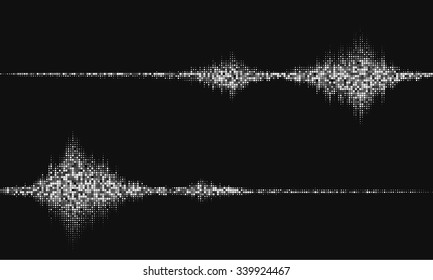 Music square waveform background.You can use in club, radio, pub, party, DJ, concerts, recitals or the audio technology advertising background. Black and white halftone vector sound waves. 