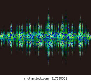 Rechteckiger musikalischer Hintergrund. grüne Halbton-Vektorschallwellen. Sie können in Club, Radio, Pub, Party, DJ, Konzerte, Recitals oder die Audio-Technologie Werbe-Hintergrund. 