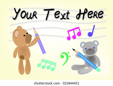 music staff and bears