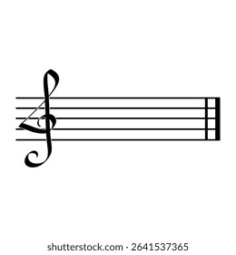 Music staff icon. Treble clef symbol. Musical note design. Vector black outline.