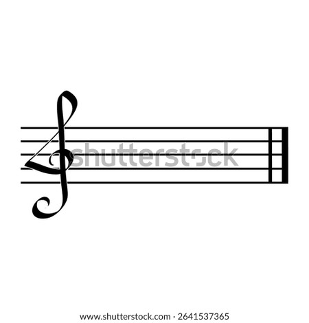 Music staff icon. Treble clef symbol. Musical note design. Vector black outline.