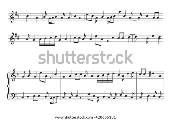 music staff with music\
notes - vector