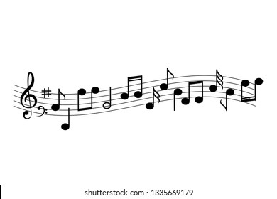 Music staff and notes vector icon illustration isolated on white background