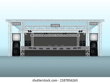 Music Stage Design. Music Concert Stage. Music Stage Mock Up. Vector Illustration