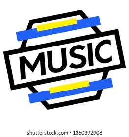 MUSIC stamp on white