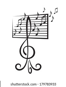 music stand in the form of a treble clef