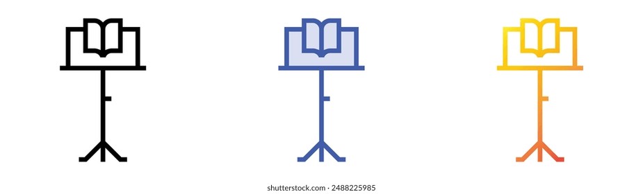 music stand icon. Linear, Blue Fill and Gradient Style Design Isolated On White Background