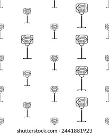 Musikständer-Symbol Nahtloses Muster, Partitur, Manuskript-Papier, das Standfuß-Symbol hält, Mitarbeiter-Papierständer-Symbol Vektor-Kunst-Illustration
