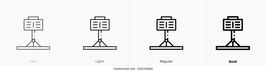 music stand icon. Thin, Light Regular And Bold style design isolated on white background