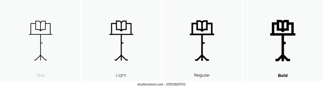 Notenständer-Symbol Dünnes, helles Design im regulären und kühlen Stil, einzeln auf weißem Hintergrund