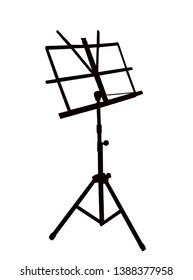 A Music Stand Over White, Silhouette Vector