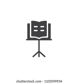 Music stand for scores vector icon. filled flat sign for mobile concept and web design. Easel solid icon. Symbol, logo illustration. Pixel perfect vector graphics