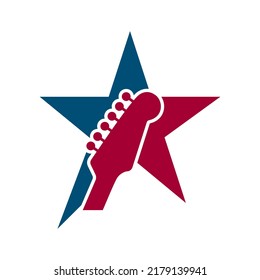 Logotipo de la estrella musical. Concepto de logotipo de música con plantilla de vector de forma estrella