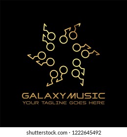 Music star logo design. Vector illustration with black background