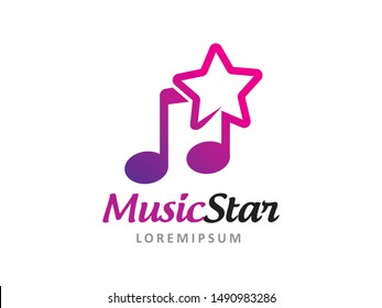 Music And Star Logo Symbol Or Icon Template