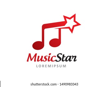 Music and Star logo symbol or icon template