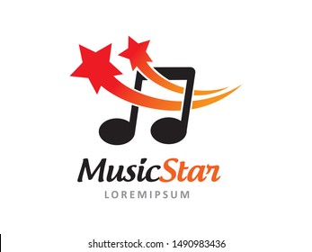 Music and Star logo symbol or icon template