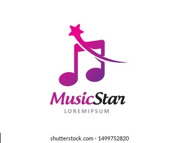 Music And Star Logo Symbol Or Icon Template