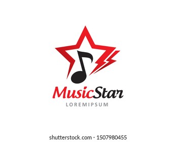 Music star logo symbol or icon template