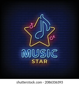 Music Star Neon Signs Style Text Vector