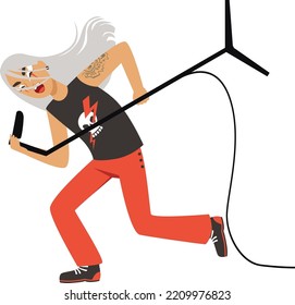 Music star singer. Rock band musician character