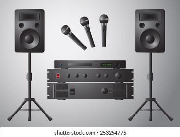 Music station with microphone amplifier DVD speaker and stand