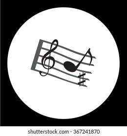 music stave with music notes and treble clef simple icon eps10