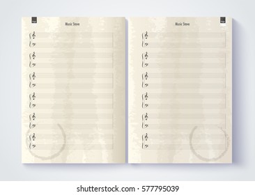 Music stave template, Blank stave note paper. Blank music note page. vector eps10.