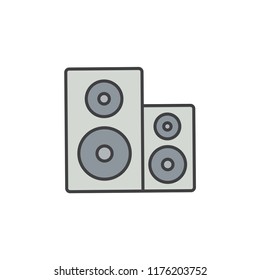 Music stereo system colored line icon.