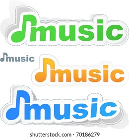 Music sticker set. Vector illustration.