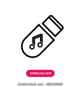 Music storage vector icon, The outlined symbol of flash card. Simple, modern flat vector illustration for mobile app, website or desktop app  