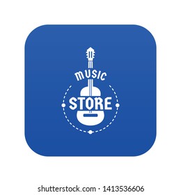 Music store icon blue vector isolated on white background